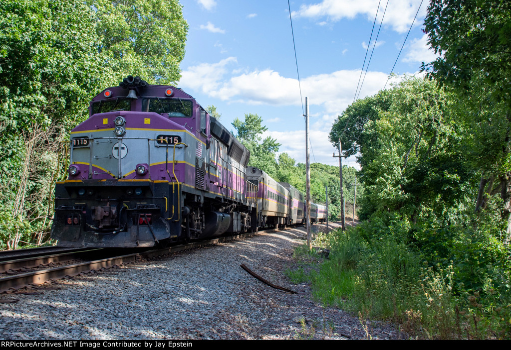 MBTA 1115 brngs up the rear of train 2210